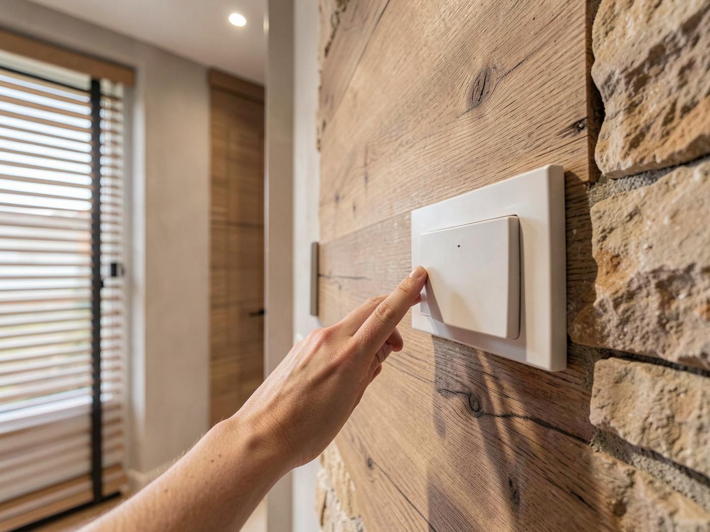 Salón de vivienda con iluminación y persianas controladas